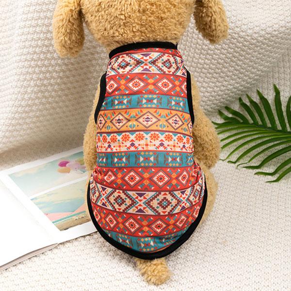 即納 犬服 タンクトップ エスニック ネイティブ アウトドア 柄 ドッグウェア 6サイズ ペット用 犬用 服 かわいい おしゃれ 散歩着 春夏