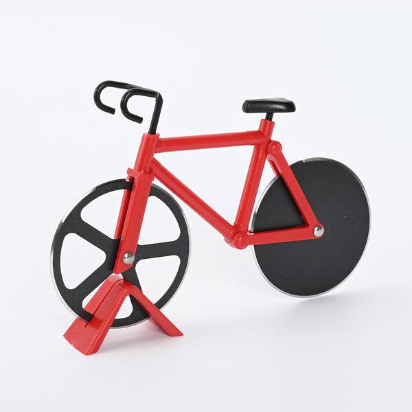 即納 自転車型 ピザカッター ローラー ステンレス カッター スライサー こびり付き防止 スタンド付き プラスチックフレーム インテリア 雑貨 可愛い ハロウィン