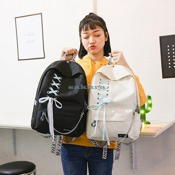 リュック レディース リュックサック かわいい キュートリボン 通学 ロゴ 大容量 リュック おしゃれ かわいい 軽量 シンプル 通勤 女子 Pa 弥勒庵 通販 Yahoo ショッピング