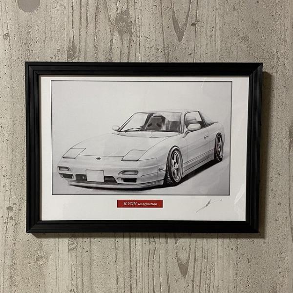手描き 絵１２４センチ✕６４センチ 日産 NISSAN 180SX中期【鉛筆画】名車 旧車 イラスト A4 | JChere