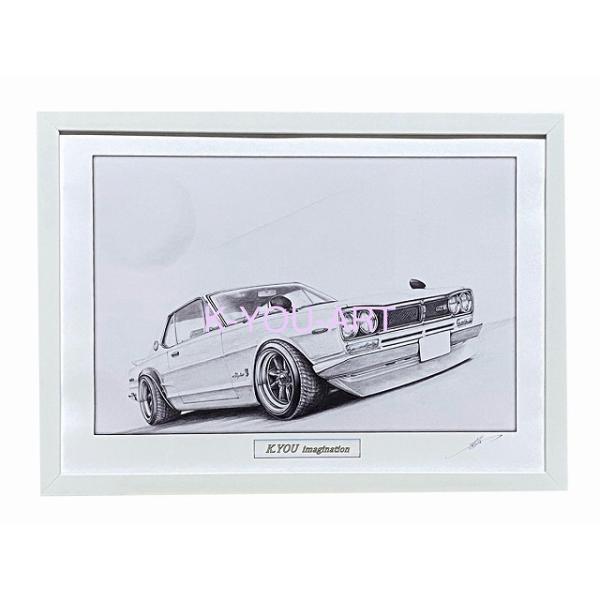 日産 スカイライン ハコスカ GTR 2ドア カスタム【鉛筆画】名車