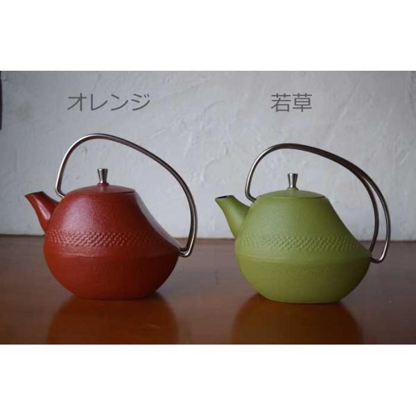 未使用　南部鉄器　急須　ヴィンテージ物 OIGEN】【セット】南部鉄器 急須／千草（若草色）＆瓶敷／アラレ14cm