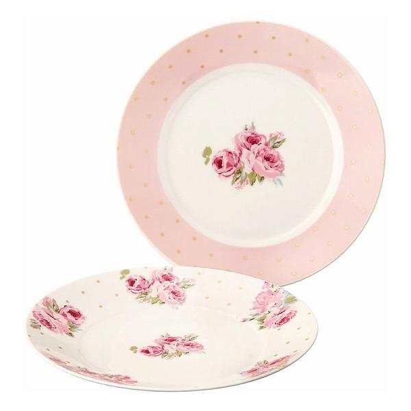 LAURA ASHLEY ローラアシュレイ ポルカドット クチュールローズ ペアケーキプレートセット