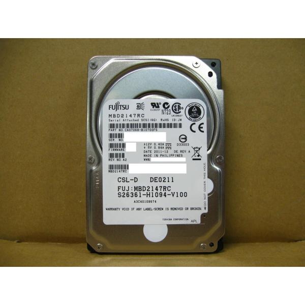 ▽富士通 MBD2147RC 147GB SAS 10krpm 2.5型 内蔵HDD 中古 : ミサオ
