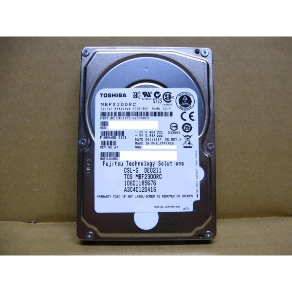 【中古】「未使用品」東芝 内蔵 ハードディスク HDD 2.5インチ ノートパソコン 300GB 10025rpm キャッシュ SAS 16MB Fujitsu MBF2300RC misaonet_toshibambf2300rc300gb