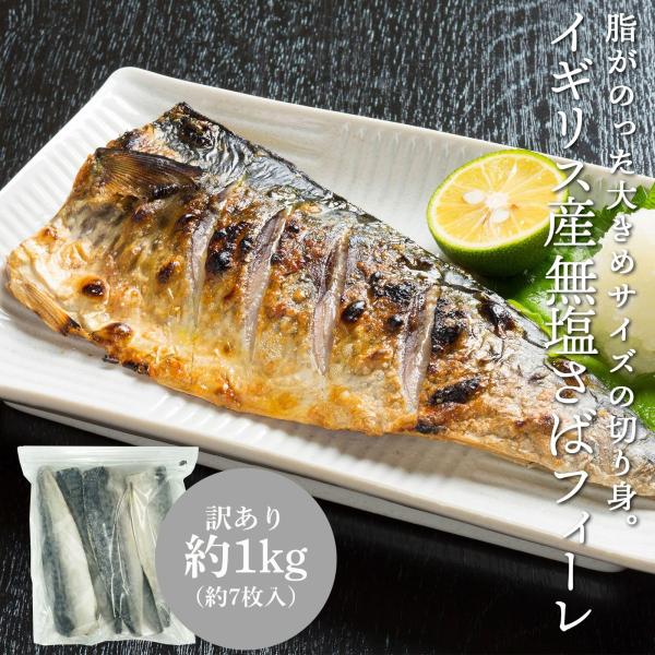 訳あり 無塩サバ 冷凍 1kg 約7枚入り イギリス産 他 無塩サバの切り身 さば 鯖 フィーレ