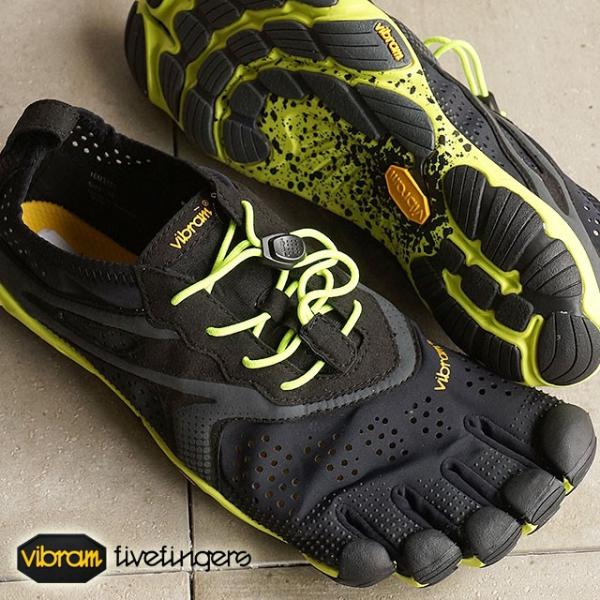 Vibram FiveFingers ビブラムファイブフィンガーズ メンズ V-Run Black/Yellow 5本指シューズ ベアフット