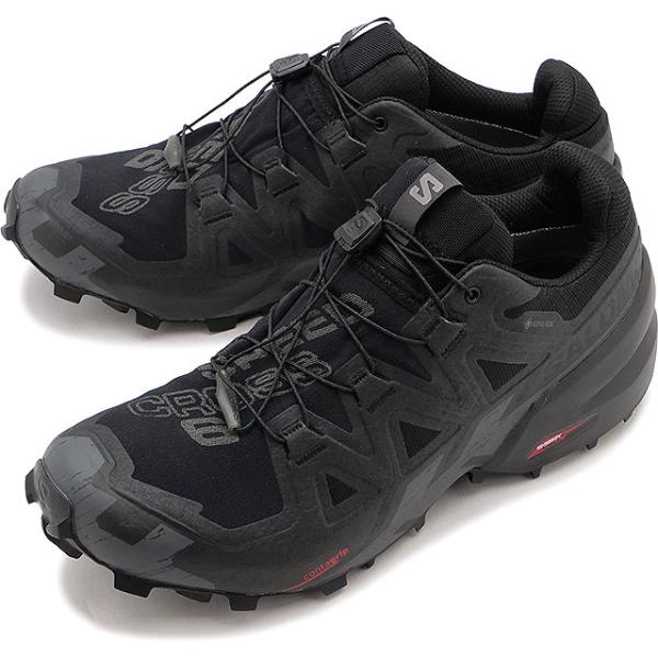 サロモン SALOMON メンズ トレイルランニングシューズ ゴアテックス L41738600 FW23 SPEEDCROSS 6 GTX 防水 Black Black Phantom 黒 ブラック系 正規取扱店
