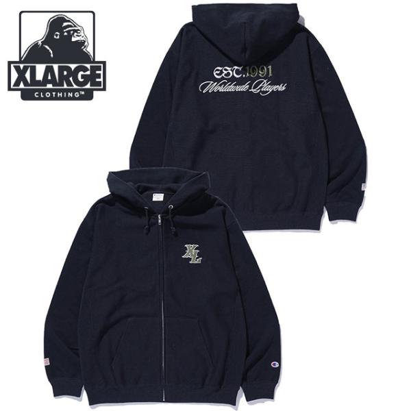 エクストララージ XLARGE メンズ チャンピオン ジップアップフーデッド スウェットシャツ 101261012020 SS26SPOT 黒 BLACK 正規取扱店