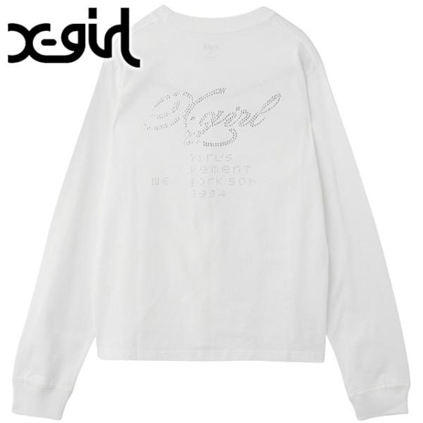 エックスガール X-girl ラインストーンロゴ ロングスリーブTシャツ 105254011007 FW25 RHINESTONE COMBINATION LOGO L S TEE レディース ホワイト 正規取扱店