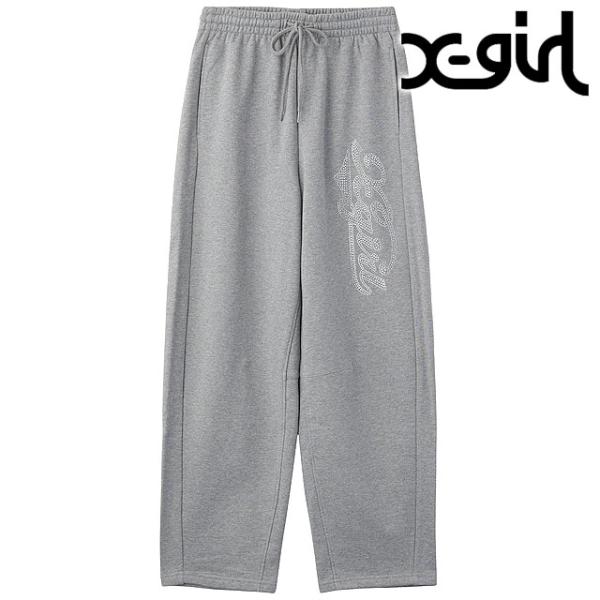 エックスガール X-girl ラインストーン スウェットパンツ 105254031004 FW25 RHINESTONE CURSIVE LOGO SWEAT PANTS レディース xgirl グレー 正規取扱店