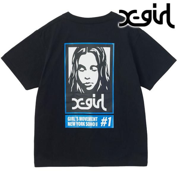 エックスガール X-girl レディース ミルズロゴ Tシャツ [105263011018 FW26] COLORED BOX FACE S S TEE Tシャツ 半袖 カットソー ブラック BLACK  正規取扱店