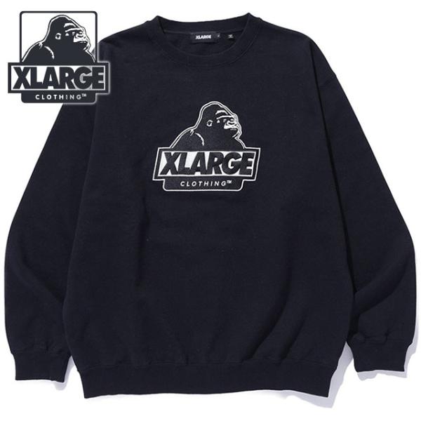 エクストララージ XLARGE メンズ スランテッドOG クルーネックスウェットシャツ [101263012001 FW26] SLANTED OG CREWNECK SWEATSHIRT ブラック 正規取扱店