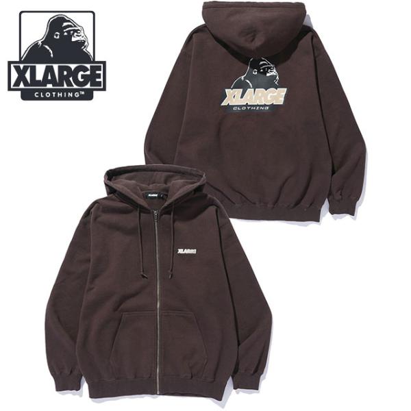 エクストララージ XLARGE メンズ オールドOG ジップ フーデッド スウェットシャツ [101263012004 FW26] OLD OG ZIP HOODED SWEATSHIRT ブラウン 正規取扱店