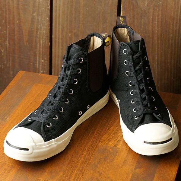 コンバース CONVERSE ジャックパーセル サイドゴア RH HI JACK PURCELL SIDEGORE RH HI 33300310 FW20 ハイカットシューズ 靴 BLACK ブラック系