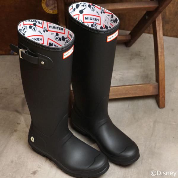 HUNTER ブラック ロングブーツ ミッキー柄 mischiefstyle_10069351