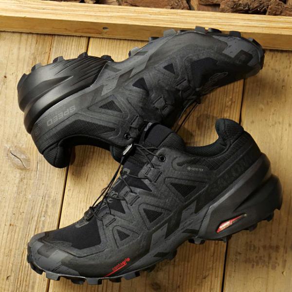 サロモン SALOMON メンズ トレイルランニングシューズ ゴアテックス L41738600 FW23 SPEEDCROSS 6 GTX 防水 Black Black Phantom 黒 ブラック系 正規取扱店