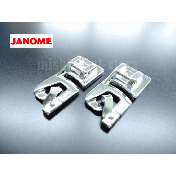 〜JANOME ジャノメ　家庭用ミシン　実用ミシン　アタッチメント オプションパーツ　押え おさえ　押さえ 三巻　三つ巻き 三ツ巻き option三ツ巻き押さえ２個(４mm用/６mm用)セットです。フリルなどの布端の始末に使うとアイロンをか...