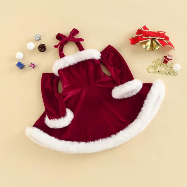 子供 サンタ 衣装 サンタドレス クリスマス衣装 4歳 ５歳 ファー ワインレッド 女の子 ワンピース サンタクロース キッズ クリスマス パーティー 発表会