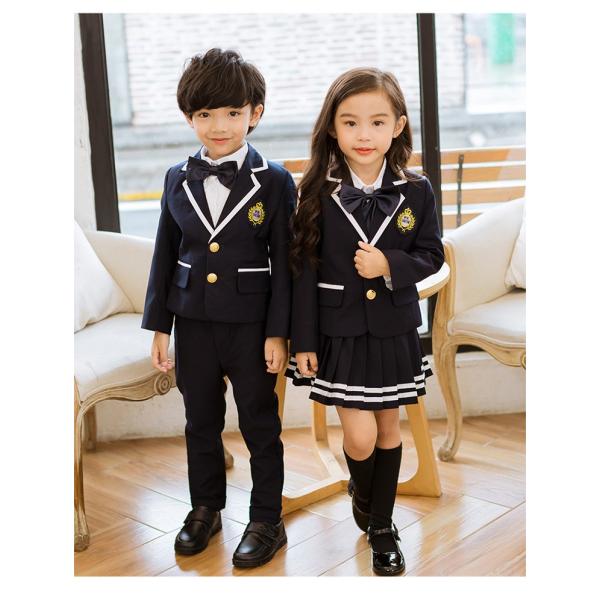 入学式✴︎入園式✴︎卒園式✴︎結婚式子供用ネイビー スーツ・ブレザー 蝶ネクタイ付き 子供服 女の子 フォーマル スーツ ジャケット シャツ スカート