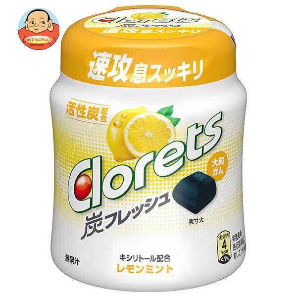 モンデリーズ・ジャパン クロレッツ炭フレッシュレモンミントボトル(粒ガム) 112g×6個入×(2ケース)｜ 送料無料 お菓子 ガム シュガーレス キシリトール配合 活性炭配合 Clorets（クロレッツ） モンデリーズ・ジャパン クロレッツ炭