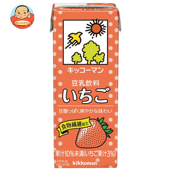 キッコーマン 豆乳飲料 いちご 200ml紙パック×18本入｜ 送料別 : 味園
