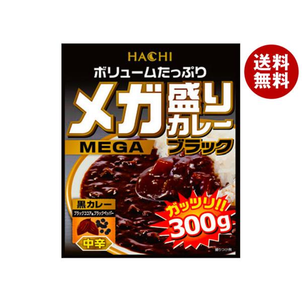 ハチ食品 メガ盛りカレー ブラック 中辛 300g×22個入｜ 送料無料