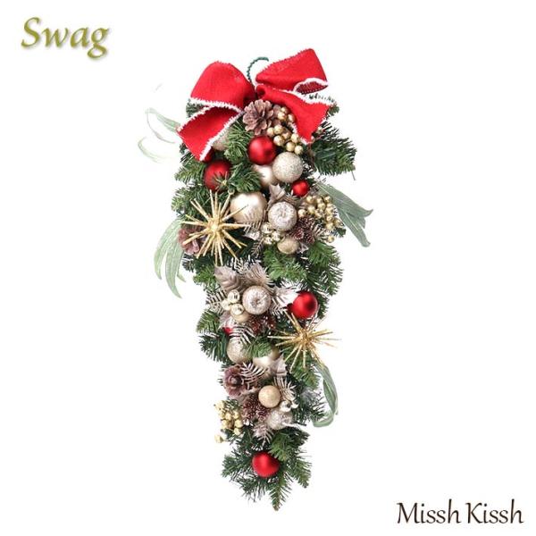【商品名】スワッグ 星 リボン クリスマス ツリー Christmas Xmas  Swag- Champagne &amp; Stardust【カラー】【サイズ】H: 65cm , W: 25cm , D: 12cm