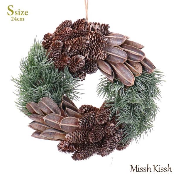 【商品名】リース ナチュラルテイスト クリスマス Sサイズ Christmas Xmas Natural Tasteful Wreath S【サイズ】φ: 24cm , D: 6cm