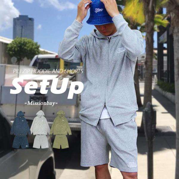 MARK&LONA  パイルセットアップ　パーカー　ショートパンツ missionbay_tm-pileset