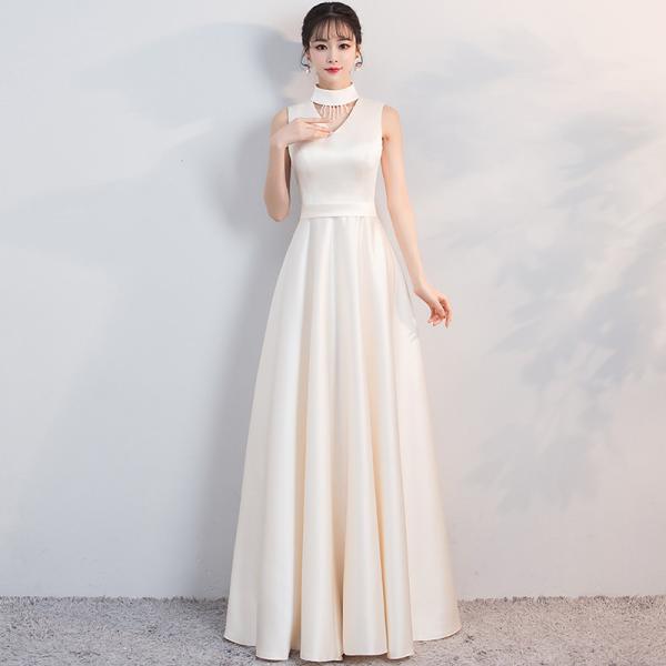 カラードレス シャンパン 黒 赤 カクテルドレス ロングドレス パーティードレス 発表会 演奏会 ステージ コンクール ノースリーブ シンプル フォマール カラードレス シャンパン 黒 赤 カクテルドレス ロングドレス