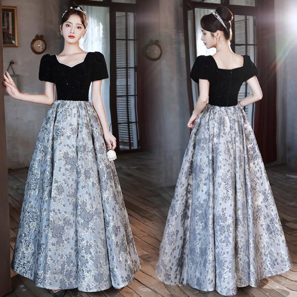 カラードレス ファスナー 花柄 パーティードレス ロングドレス 結婚式 二次会 発表会 演奏会 ウェディングドレス ウエディングドレス プリンセス Aラインドレス カラードレス ファスナー 花柄 パーティードレス ロングドレス 結婚式