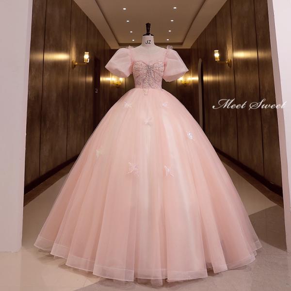 アナベル パニエ付き ロングドレス 演奏会/結婚式前撮り ルビーピンク missswteet1122_cd4741