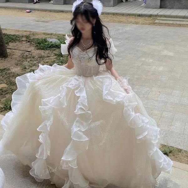 ウェディングドレス プリンセス カラードレス シャンパン 結婚式