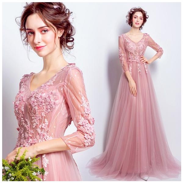 パーティードレス 袖あり 結婚式 フォーマル イブニングドレス カクテルドレス ロングドレス カラードレス 秋冬 演奏会 ウエディングドレス 二次会 発表会 パーティードレス 袖あり 結婚式 フォーマル イブニングドレス