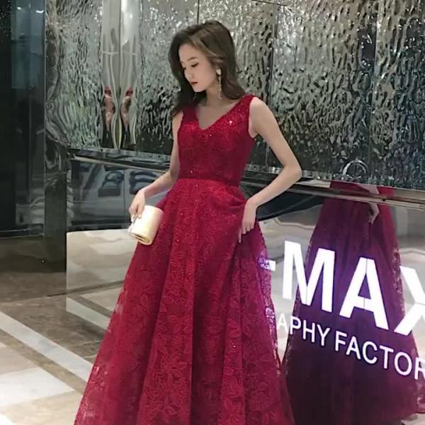 ロングドレス 演奏会 パーティードレス 赤 レース 刺繍ドレス ロングドレス 演奏会 パーティードレス 赤 レース 刺繍ドレス