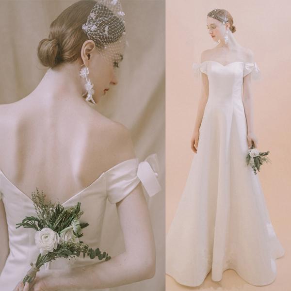 新作 ウェディングドレス 二次会 花嫁 結婚式 Aライン ロング丈