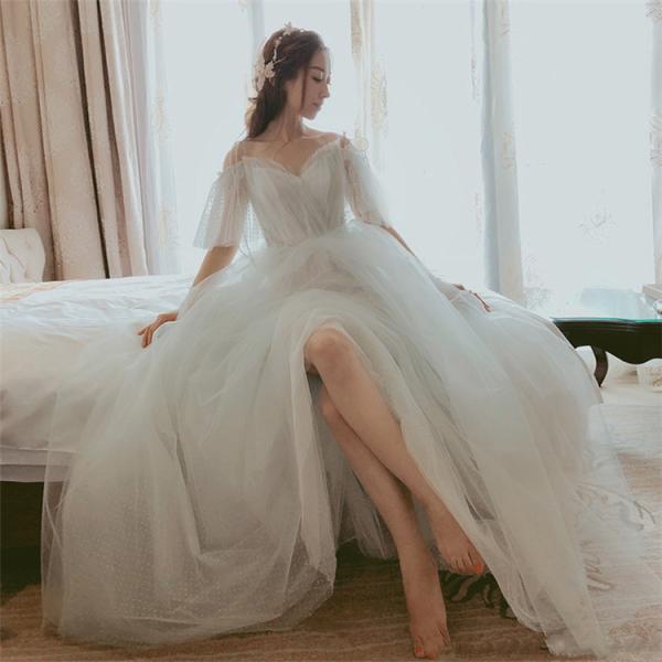 ウエディングドレス ロングドレス 安い ウェディングドレス 袖あり