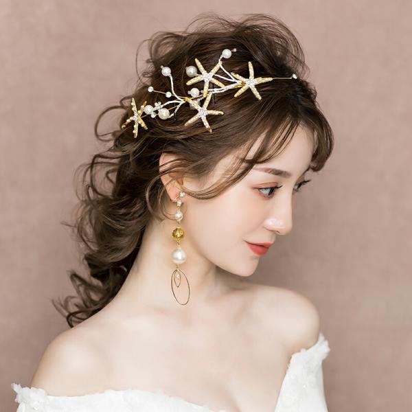 即納 あすつく ウエディング ティアラ 髪飾り 花嫁 ウェディング 結婚式 ヘッドドレス ブライダル パーティー 二次会 ヘアアクセサリー イヤリング 海星 前撮り :HGTS193:ミットスウィーティー 通販 ウェディング ティアラ ヘッドドレス ブライダル 卒業式 ヘッドアクセサリー