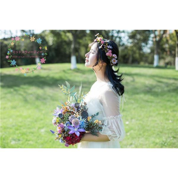 最高 ヘッドドレス花冠ライトグリーン７センチバラ花かんむりウエディングウェディングオレンジ赤ブルー結婚式ブレスレットグリーンヘアアクセサリー花結婚式アイテムフラワーパーテ ヘアアクセサリー