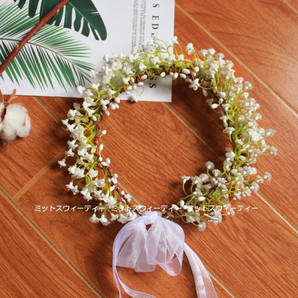 花冠 リストブーケ かすみ草 ウェディング ヘッドドレス 花かんむり
