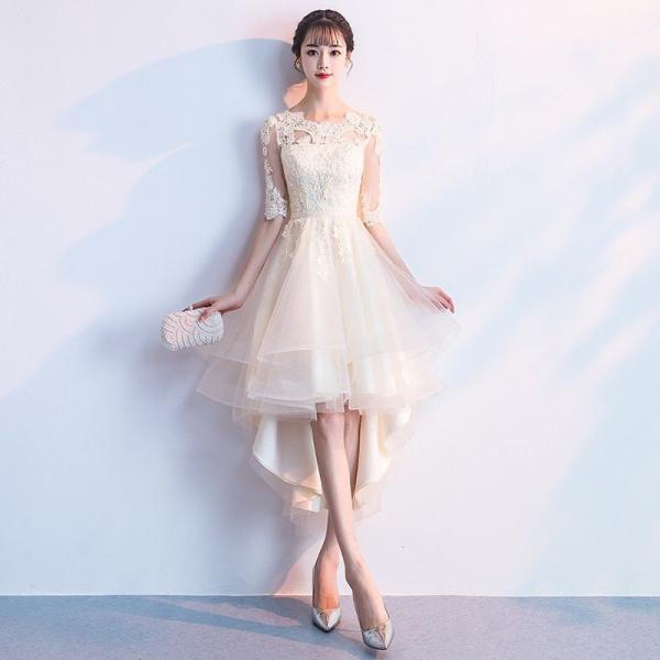 カラードレス ミニ 安い 半袖 花嫁 ウエディング ワンピース 結婚式