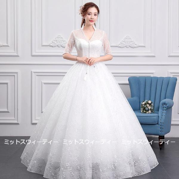 売り出しクーポン ウェディングドレス ロングドレス 袖あり パーティードレス 白ドレス プリンセスドレス 二次会ドレス 日本初売 Ssl Daikyogo Or Jp