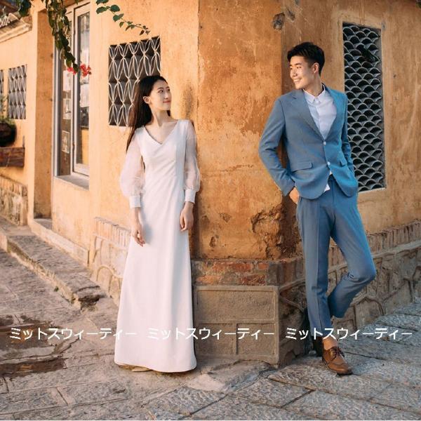 ウエディングドレス 二次会 花嫁 前撮り 長袖 サテン ウエディングドレス 二次会 花嫁 前撮り 長袖 サテン