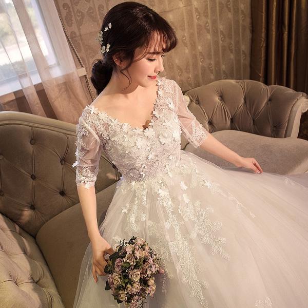 ロングドレス 長袖 結婚式 マタニティドレス 花嫁 ウエディングドレス 安い ウェディングドレス 二次会 エンパイア お呼ばれ ブライダル トレーン ドレス 秋冬 Buyee 日本代购平台 产品购物网站大全 Buyee一站式代购 Bot Online