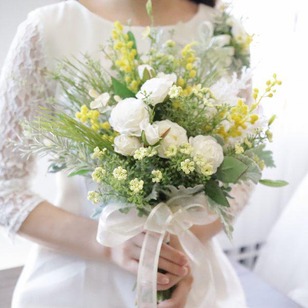 SALE♡ナチュラルクラッチ　ウェディングブーケセット グリーンたっぷりナチュラルクラッチブーケ フォトウェディング
