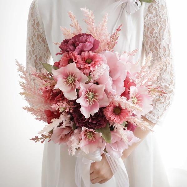 ドライフラワー風 クラッチブーケ ピンクグラデ 前撮り : 花とブーケの