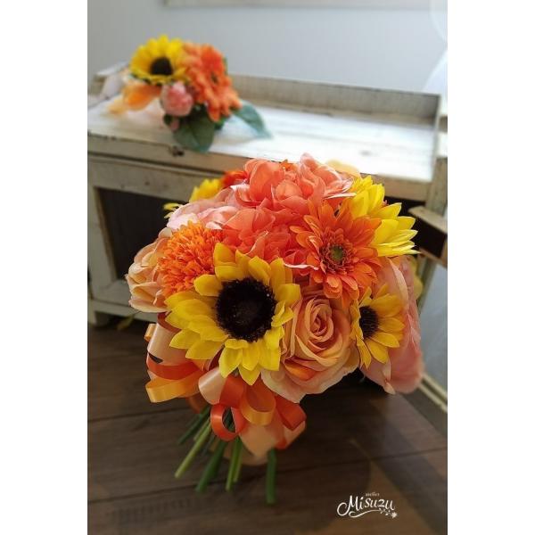 ひまわりクラッチブーケ ブートニア ガーベラ ビタミンカラー ガーデンウェディング オレンジ2 Bo086 Bouquetset197 花とブーケのアトリエ美鈴ヤフー店 通販 Yahoo ショッピング