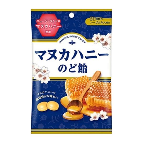 マヌカハニーを配合したのど飴です。飴がゆっくり溶けながらやさしい甘さが広がり、季節の乾燥時やお出かけ時の携帯にも適したサイズです。ほどよい甘さで飴らしい味わいを楽しめる定番の和飴です。携帯に便利な個包装入りでいつでも使いやすい構成です。
