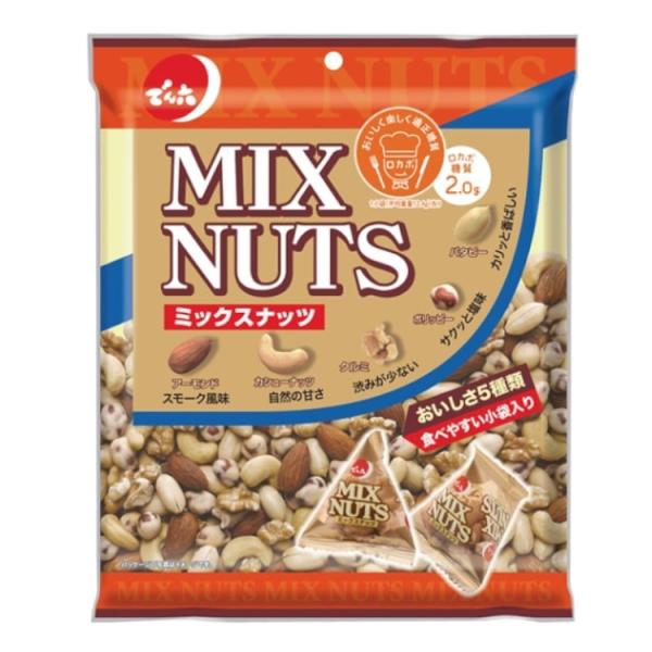 でん六「小袋ミックスナッツ」は、アーモンド・カシューナッツ・くるみ・ピーナッツの4種類をバランスよくブレンド。個包装になっているため、持ち運びや食べすぎ防止にも便利です。良質なたんぱく質や食物繊維が摂れるので、間食やおつまみ、アウトドアや非...